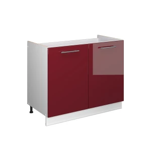 Spülenunterschrank Fame-Line Bordeaux Hochglanz/Weiß 100 cm ohne Arbeitsplatte Vicco