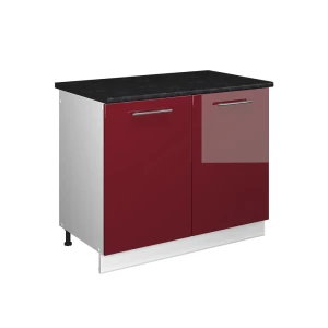 Szafka pod zlew Fame-Line Bordowy wysoki połysk/Biały 100 cm, BP Antracyt Vicco