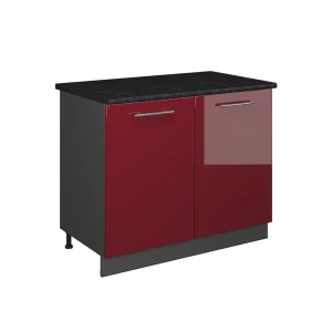 Spülenunterschrank Fame-Line Bordeaux Hochglanz/Anthrazit 100 cm, AP Anthrazit Vicco