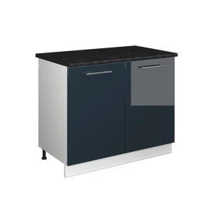 Szafka pod zlew Fame-Line Ciemnoniebieski wysoki połysk/Biały 100 cm, BP Antracyt Vicco