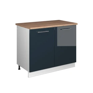 Sink base cabinet Fame-Line Dark blue high gloss/White 100 cm, WT Oak Vicco