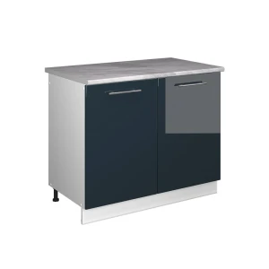 Sink base cabinet Fame-Line Dark blue high gloss/White 100 cm, WT Marble Vicco
