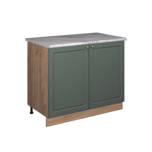 Spülenunterschrank Fame-Line Grün-Gold Landhaus/Goldkraft Eiche 100 cm, AP Marmor Vicco