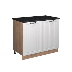 Spülenunterschrank Fame-Line Weiß Landhaus/Goldkraft Eiche 100 cm, AP Anthrazit Vicco