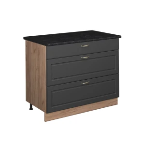 Køkkenskab Fame-Line Anthrazit-Gold Landhaus/Gylden eg 100 cm, BP Antracit Vicco