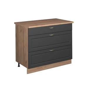 Køkkenskab Fame-Line Anthrazit-Gold Landhaus/Gylden eg 100 cm, BP Eg Vicco