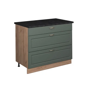 Küchenunterschrank Fame-Line Grün-Gold Landhaus/Goldkraft Eiche 100 cm, AP Anthrazit Vicco
