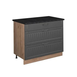 Küchenunterschrank Fame-Line Dunkelgrau/Goldkraft Eiche 100 cm, AP Anthrazit Vicco
