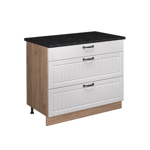 Küchenunterschrank Fame-Line Weiß Landhaus/Goldkraft Eiche 100 cm, AP Anthrazit Vicco