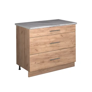 Køkkenskab Fame-Line Gylden eg/Gylden eg 100 cm, BP Marmor Vicco