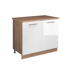 Vaskeskab Fame-Line Hvid højglans/Gylden eg 100 cm, BP Eg Vicco