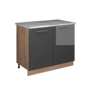Szafka pod zlew Fame-Line Antracyt połysk/Dąb goldkraft 100 cm, BP Marmur Vicco