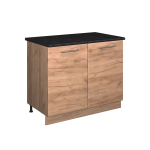 Spülenunterschrank Fame-Line Goldkraft Eiche/Goldkraft Eiche 100 cm, AP Anthrazit Vicco