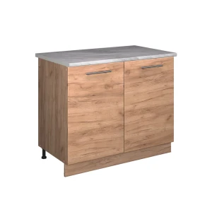 Wastafelkast Fame-Line Goudkleurig Eiken/Goudkleurig Eiken 100 cm, WB Marmer Vicco