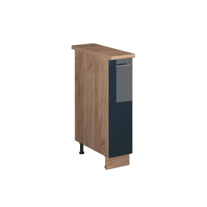 Meuble de cuisine Fame-Line Bleu foncé brillant/Chêne de force doré 20cm, PT Chêne Vicco