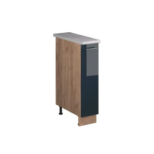 Apothekerschrank Fame-Line Dunkelblau Hochglanz/Goldkraft Eiche 20 cm, AP Marmor Vicco