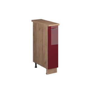 Meuble de cuisine Fame-Line Rouge bordeaux Haute brillance/Chêne de force doré 20cm, PT Chêne Vicco