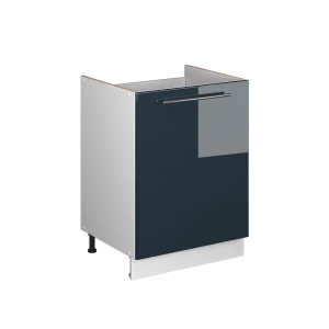 Spülenunterschrank Fame-Line Dunkelblau Hochglanz/Weiß 60 cm Vicco