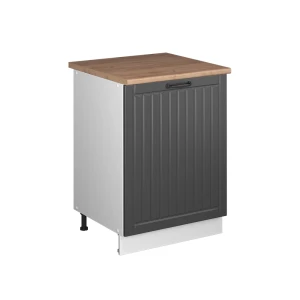 Keukenonderkast Fame-Line Donkergrijs/Wit 60 cm 1 deur met werkblad Vicco