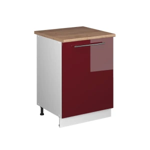 Küchenunterschrank Fame-Line Bordeaux Hochglanz/Weiß 60 cm 1 Tür mit Arbeitsplatte Vicco