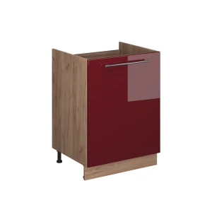 Spülenunterschrank Fame-Line Bordeaux Hochglanz/Goldkraft Eiche 60 cm Vicco
