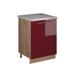 Spülenunterschrank Fame-Line Bordeaux Hochglanz/Goldkraft Eiche 60 cm Vicco