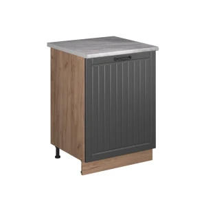 Küchenunterschrank Fame-Line Dunkelgrau/Goldkraft Eiche 60 cm 1 Tür mit Arbeitsplatte Vicco