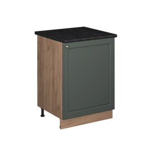 Küchenunterschrank Fame-Line Grün-Gold Landhaus/Goldkraft Eiche 60 cm 1 Tür mit Arbeitsplatte Vicco