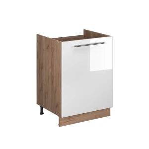 Szafka pod zlew Fame-Line Biały wysoki połysk/Dąb goldkraft 60 cm Vicco