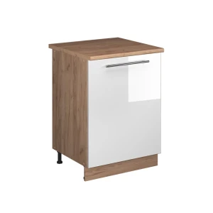 Mueble bajo para fregadero Fame-Line Blanco alto brillo/Roble dorado 60 cm Vicco