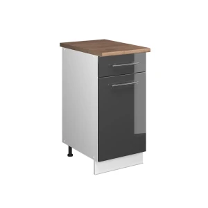 Szafka dolna pod zlew/płytę Fame-Line Antracyt połysk/Biały 40 cm, BP Dąb Vicco