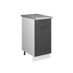 Unterschrank für Spüle/Kochfeld Fame-Line Dunkelgrau/Weiß 40 cm, AP Marmor Vicco