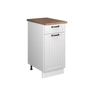 Unterschrank für Spüle/Kochfeld Fame-Line Weiß Landhaus/Weiß 40 cm, AP Eiche Vicco