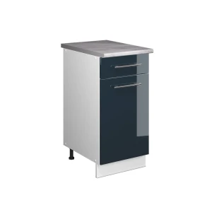 Szafka dolna pod zlew/płytę Fame-Line Ciemnoniebieski wysoki połysk/Biały 40 cm, BP Marmur Vicco