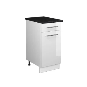 Unterschrank für Spüle/Kochfeld Fame-Line Weiß Hochglanz/Weiß 40 cm, AP Anthrazit Vicco