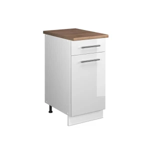 Szafka dolna pod zlew/płytę Fame-Line Biały wysoki połysk/Biały 40 cm, BP Dąb Vicco