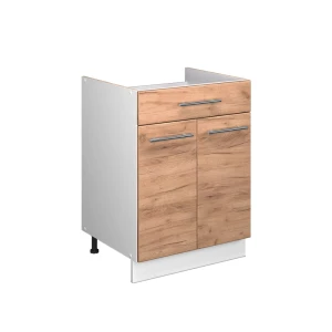 Unterschrank für Spüle/Kochfeld Fame-Line Goldkraft Eiche/Weiß 60 cm mit Schublade, ohne Arbeitsplatte Vicco