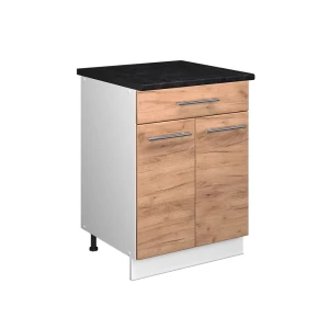Unterschrank für Spüle/Kochfeld Fame-Line Goldkraft Eiche/Weiß 60 cm mit Schublade, AP Anthrazit Vicco