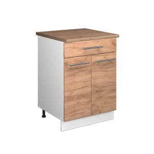 Unterschrank für Spüle/Kochfeld Fame-Line Goldkraft Eiche/Weiß 60 cm mit Schublade, AP Eiche Vicco