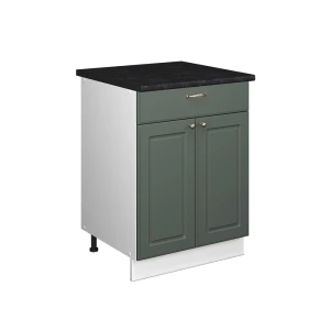 Unterschrank für Spüle/Kochfeld Fame-Line Grün-Gold Landhaus/Weiß 60 cm mit Schublade, AP Anthrazit Vicco