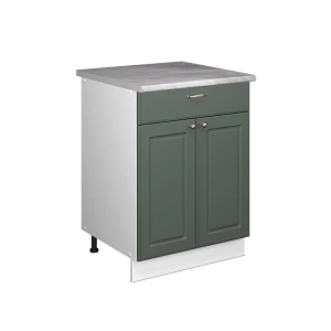 Unterschrank für Spüle/Kochfeld Fame-Line Grün-Gold Landhaus/Weiß 60 cm mit Schublade, AP Marmor Vicco