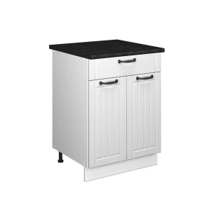 Unterschrank für Spüle/Kochfeld Fame-Line Weiß Landhaus/Weiß 60 cm mit Schublade, AP Anthrazit Vicco
