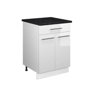 Szafka dolna pod zlew/płytę Fame-Line Biały wysoki połysk/Biały 60 cm z szufladą, BP Antracyt Vicco