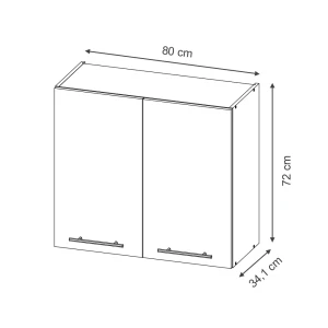 Hängeschrank Fame-Line Dunkelgrau/Goldkraft Eiche 80 cm Vicco