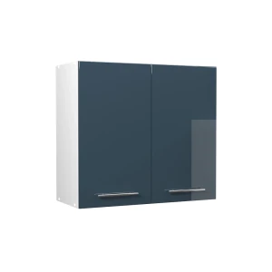 Hängeschrank Fame-Line Dunkelblau Hochglanz/Weiß 80 cm Vicco