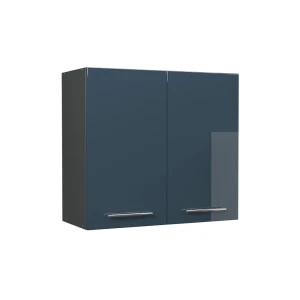 Hängeschrank Fame-Line Dunkelblau Hochglanz/Anthrazit 80 cm Vicco