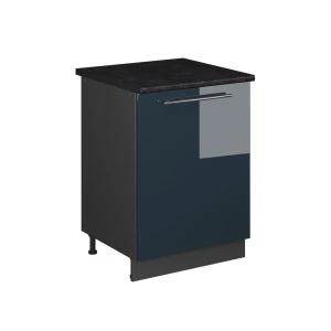 Spülenunterschrank Fame-Line Dunkelblau Hochglanz/Anthrazit 60 cm Vicco