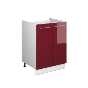 Spülenunterschrank Fame-Line Bordeaux Hochglanz/Weiß 60 cm Vicco