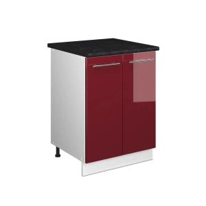 Szafka pod zlew Fame-Line Bordowy wysoki połysk/Biały 60 cm Vicco