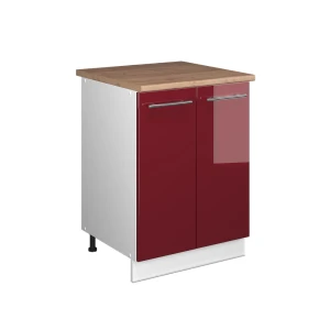 Szafka pod zlew Fame-Line Bordowy wysoki połysk/Biały 60 cm Vicco